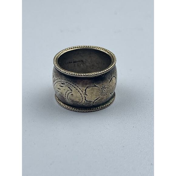 MSW Sterling Silver Band Ring Engraved Floral Size 7 Thailand - Picture 3 of 12